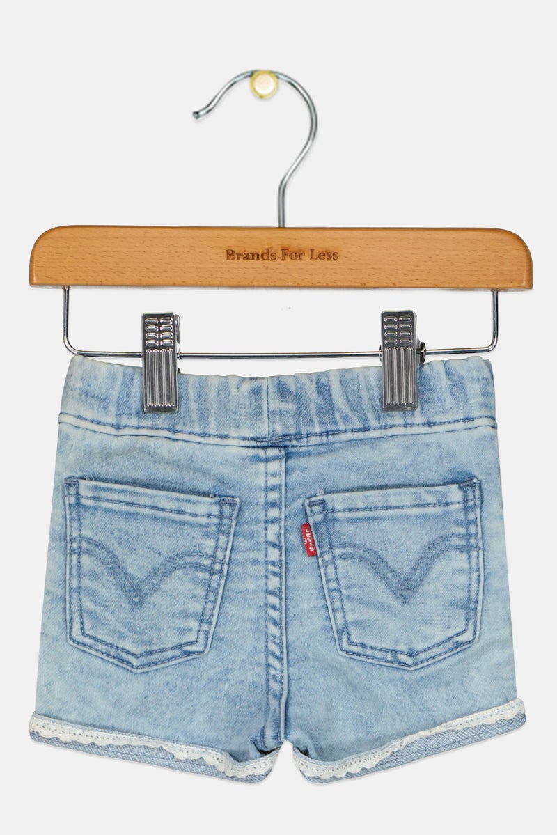 Levi's Kids Girl Embroidered Logo Denim Shorts, Blue - Image 2