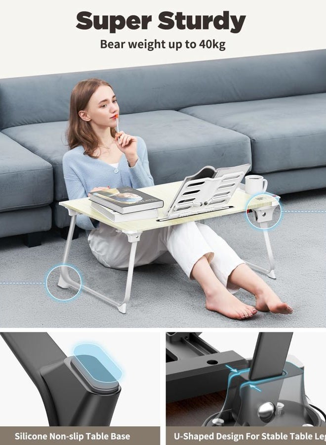 SAIJI Laptop Desk for Bed, XX-Large Foldable Bed Tray Table for Eating Breakfast, Writing, Working, Gaming, Drawing with Storage Drawer, Handrest Bookstand, Tablet Stand, Phone Stand(Black Cherry) - Image 4