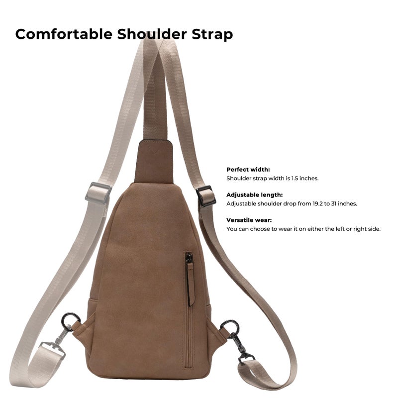 Alldaily Large Sling Bag for Women Crossbody Purse Leather Fashionable Trendy Chest Bag for Travel, Fanny Pack (Beige) - Image 4