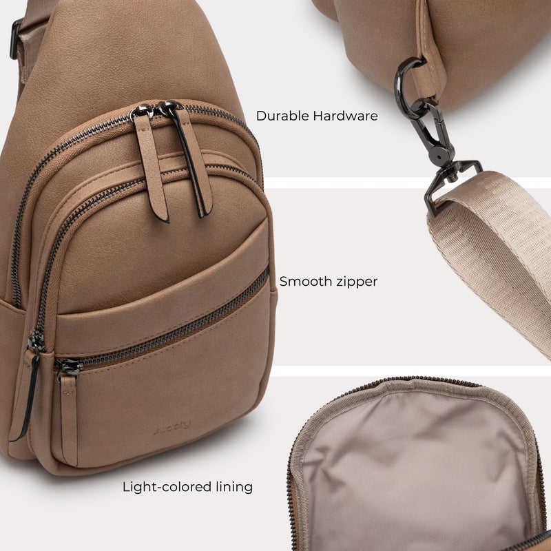 Alldaily Large Sling Bag for Women Crossbody Purse Leather Fashionable Trendy Chest Bag for Travel, Fanny Pack (Beige) - Image 5