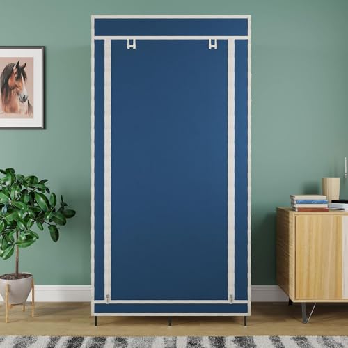 GTC® 3+3 Layer Collapsible Wardrobe for Clothes with Side Pocket 7800-3 (76CM x 38CM x 145CM, Blue) Storage Unit - Image 3