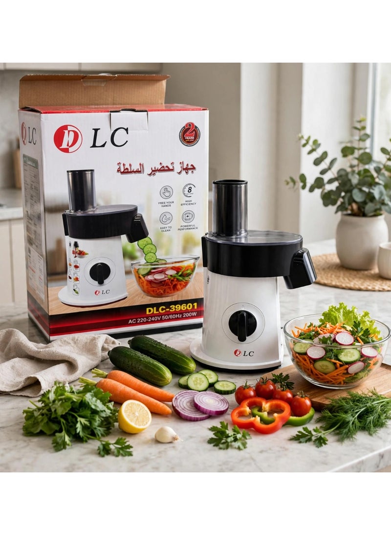DLC Salad Maker Machine DLC-39601, 200W Electric Vegetable Slicer and Cutter, Fast Salad Preparation in 8 Seconds, Easy to Clean, Powerful Performance, Hands-Free Operation, Compact Kitchen Food Preparation Appliance, 220-240V - Image 1