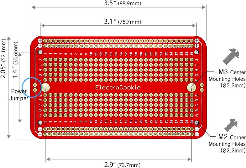 ElectroCookie Prototype PCB Solderable Breadboard for Electronics Projects Compatible for DIY Arduino Soldering Projects, Gold-Plated (5 Pack + 1 Mini Board, Red) - Image 4