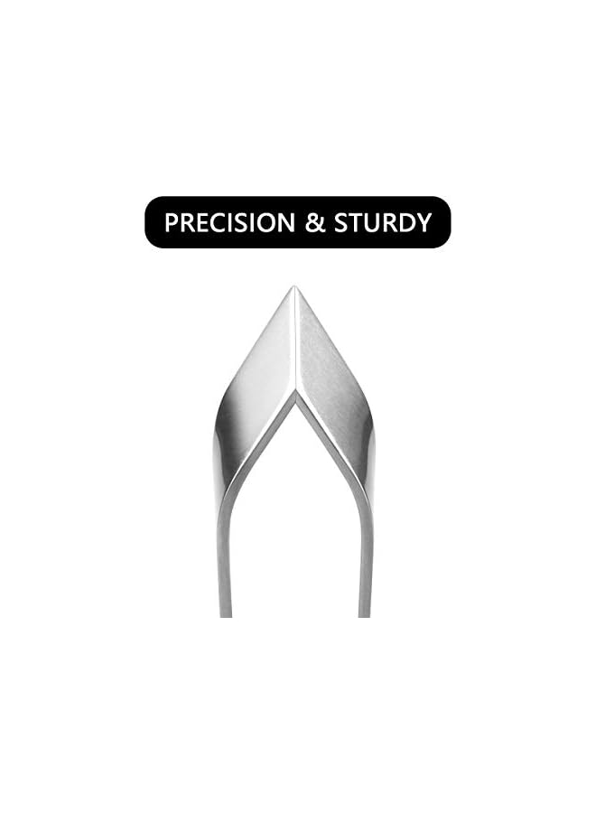 S-TOP Fish Bone Tweezers, Stainless Steel Flat and Slant Tweezers Pliers Remover Tool 12 cm - Image 3
