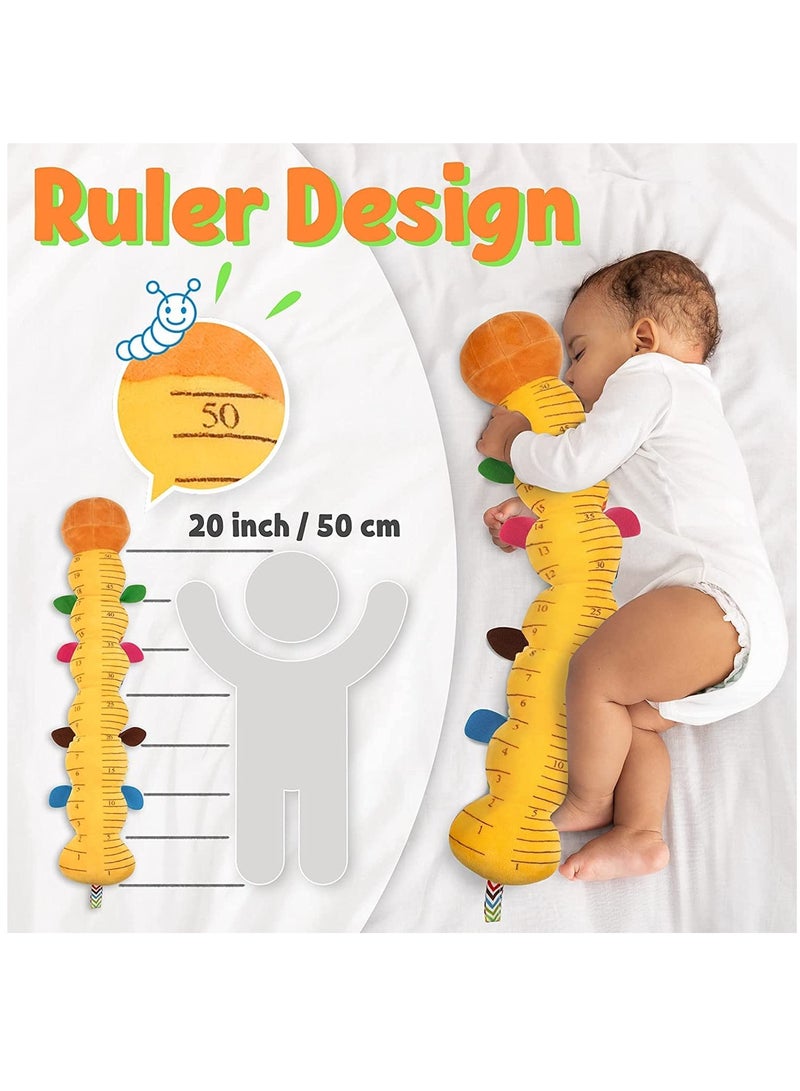 Chulovs Musical Caterpillar Baby Teething Toy Stuffed Animal with Ruler Design and Ring Bell Infant Toy for Newborns Toddlers Everyday Play and Gift - Image 5