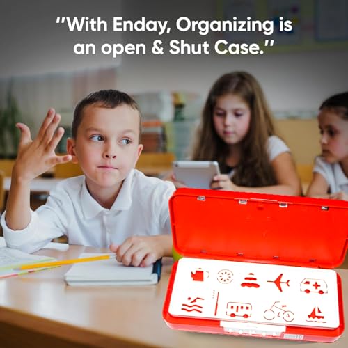 Global Impex Large Size Plastic Basketball-Themed Pencil Box & Stationery Box with Lock, Compartment & Stencil Partition Tray for Drawing Airplane, Bus Password Protected - Image 4