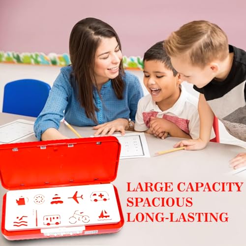 Global Impex Large Size Plastic Basketball-Themed Pencil Box & Stationery Box with Lock, Compartment & Stencil Partition Tray for Drawing Airplane, Bus Password Protected - Image 2