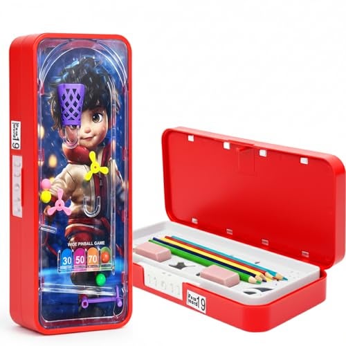 Global Impex Large Size Plastic Basketball-Themed Pencil Box & Stationery Box with Lock, Compartment & Stencil Partition Tray for Drawing Airplane, Bus Password Protected - Image 1