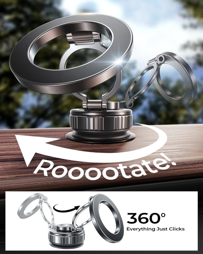 DIMONCOAT Magnetic Phone Holder for Car 2026 Heavy Duty Model [All Metal] 360Â° Adjustable Vacuum Suction Car Magsafe Phone Mount Cell Phone Holders for Your Car for iPhone 17 16 Pro Max 15 14 13 12 Plus - Image 5