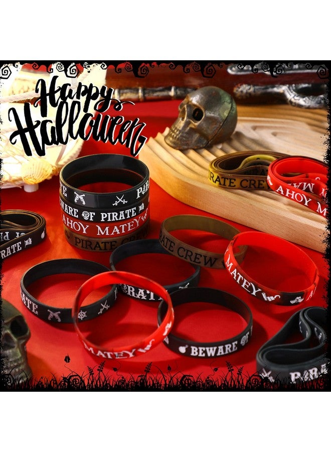 Capoda 24 Pieces Pirate Silicone Bracelets Ahoy Matey Caribbean Rubber Wristbands Skull Pirate Ship Party Favors For Girls Boys Pirate Theme Birthday Party Decorations Halloween Party Supplies - Image 4