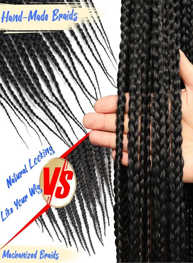 فيف باروكة FAVE المضفرة للنساء ذوات البشرة السمراء، باروكة ضفائر مزدوجة كاملة من الدانتيل بدون غراء مع شعر أطفال طبيعي، باروكة ضفائر بوكس صناعية للاستخدام اليومي، طولها 28 بوصة - Image 5