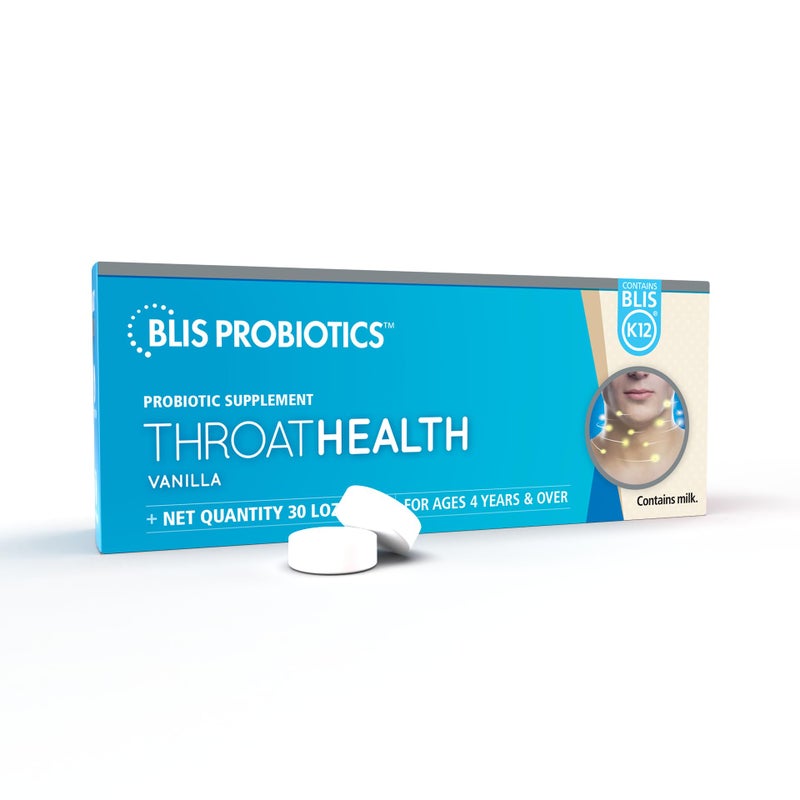 BLIS Probiotics ThroatHealth Oral Probiotics k12 2.5 Billion Cfu, Throat Immunity Support & Oral Health for Adults & Kids, Sugar-Free Lozenges (30 Pack) - Image 1