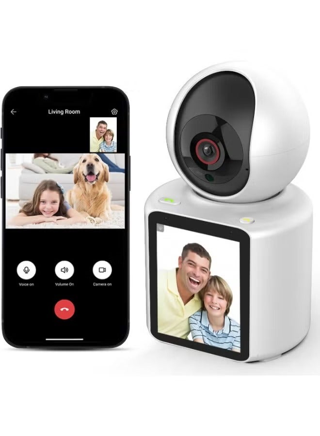 Two-Way Video and Audio Camera with 2.8-Inch 1080p HD Screen One-Touch Call to Cell Phone Night Vision Motion Detection for Baby Elderly and Pet Home Monitor White - Image 1