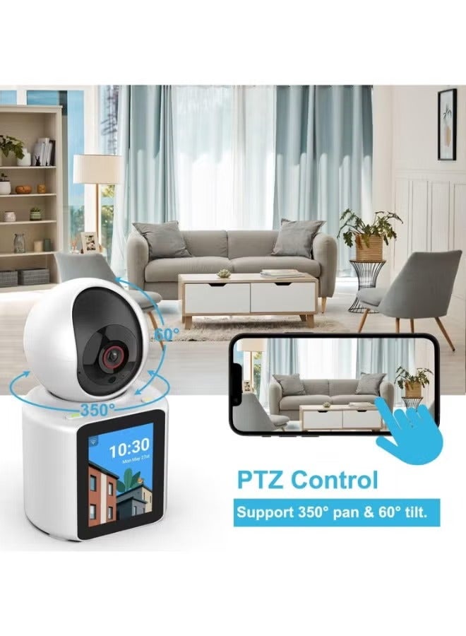 Two-Way Video and Audio Camera with 2.8-Inch 1080p HD Screen One-Touch Call to Cell Phone Night Vision Motion Detection for Baby Elderly and Pet Home Monitor White - Image 5