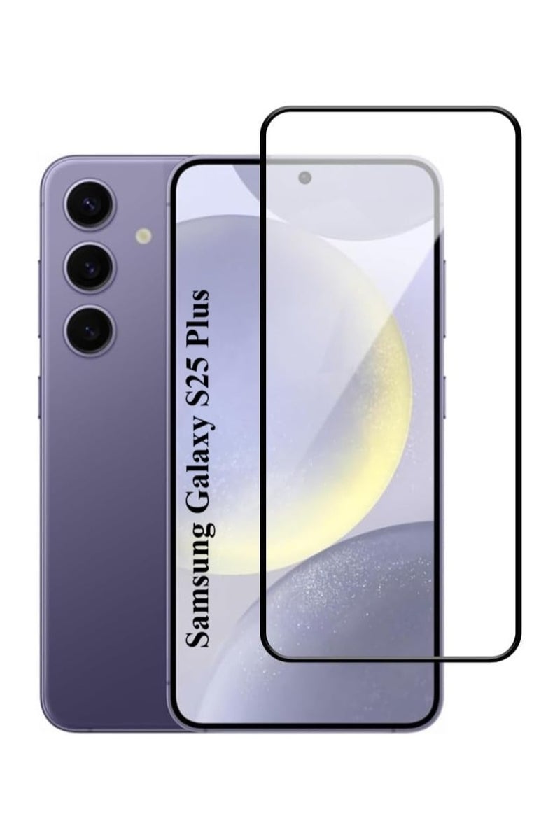 For Samsung Galaxy S25 Plus Screen Protector Full Curved Tempered Glass Full Adhesive Full Coverage Bubble-Free Anti Scratch HD Clear High Responsive for Samsung Galaxy S25 Plus Black