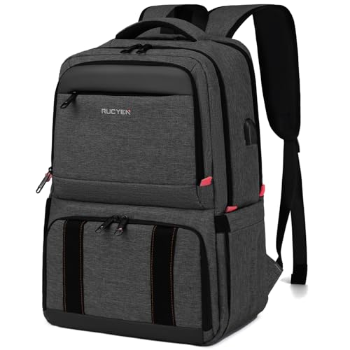 RUCYEN Lunch Backpack, 17.3 Inch Large Lunch Backpack Insulated Cooler Bag Travel Laptop Backpack with USB Port for Men Women, RFID Blocking for Work Picnics Black - Image 1