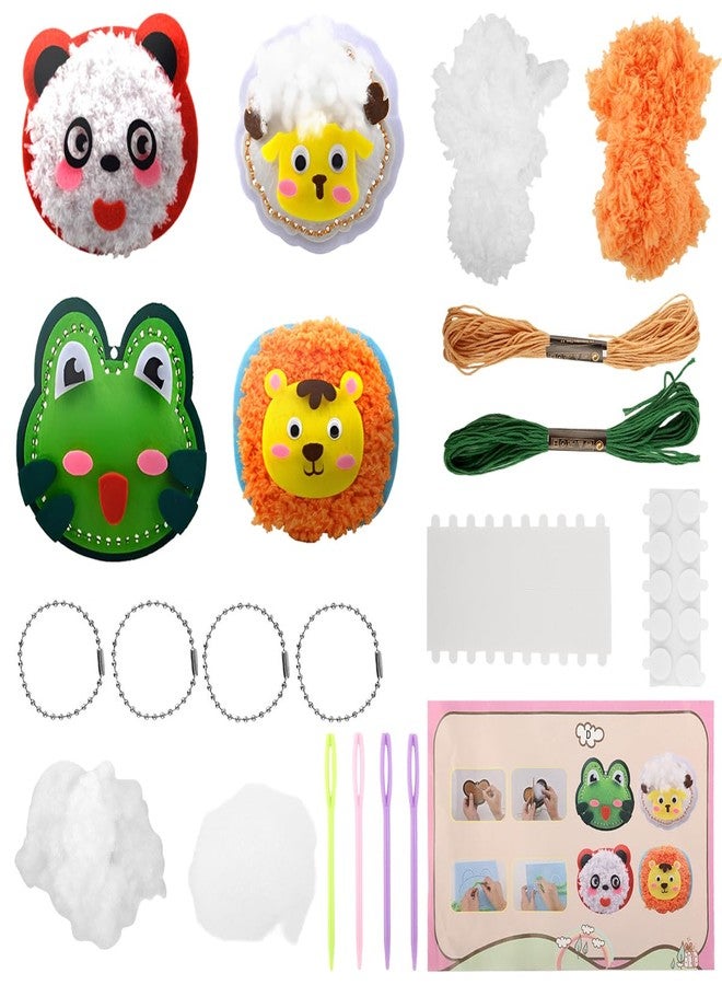 PATPAT® DIY Cartoon Non-Woven Sewing Craft Embroidery kit for Beginners, Set of 4 3D Cartoon Stuffed Ornament Bag Charms, Beginner-Friendly Hand Sewing Material Set for Creative Arts & Crafts Gift - Image 1