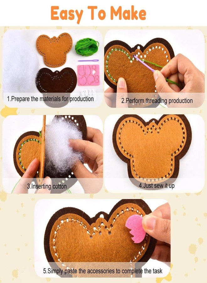 PATPAT® DIY Cartoon Non-Woven Sewing Craft Embroidery kit for Beginners, Set of 4 3D Cartoon Stuffed Ornament Bag Charms, Beginner-Friendly Hand Sewing Material Set for Creative Arts & Crafts Gift - Image 4