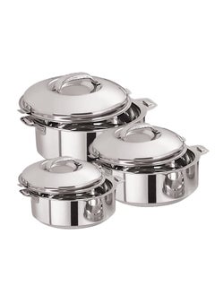 BLACKSTONE Stainless Steel Casserole Lightweight Easy to Handle Hotpot with Lid Silver-Madina 3Pc Set 2.5, 3.5, 5.0L  - Image 1