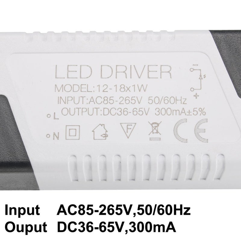 uxcell LED Driver 12-18W Constant Current 300mA High Power AC 85-265V Output 36-65V DC Connector External Power Supply LED Ceiling Lamp Transformer 2Pcs - Image 2