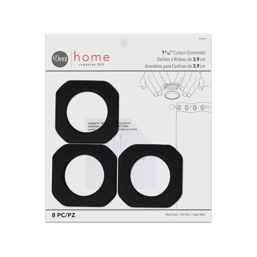 Dritz Home 1-9/16" Plastic Square Curtain Grommets, 8 Sets, Matte Black - Image 1