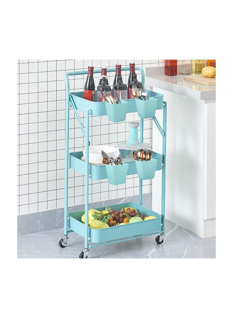 Hanging Cup Holder Rolling Cart Accessories, Multipurpose Trolley Basket Storage Hanging Container, Space Saving Hanging Makeup Organizers for Kitchen Home Decor, 8pcs, Blue  - Image 3