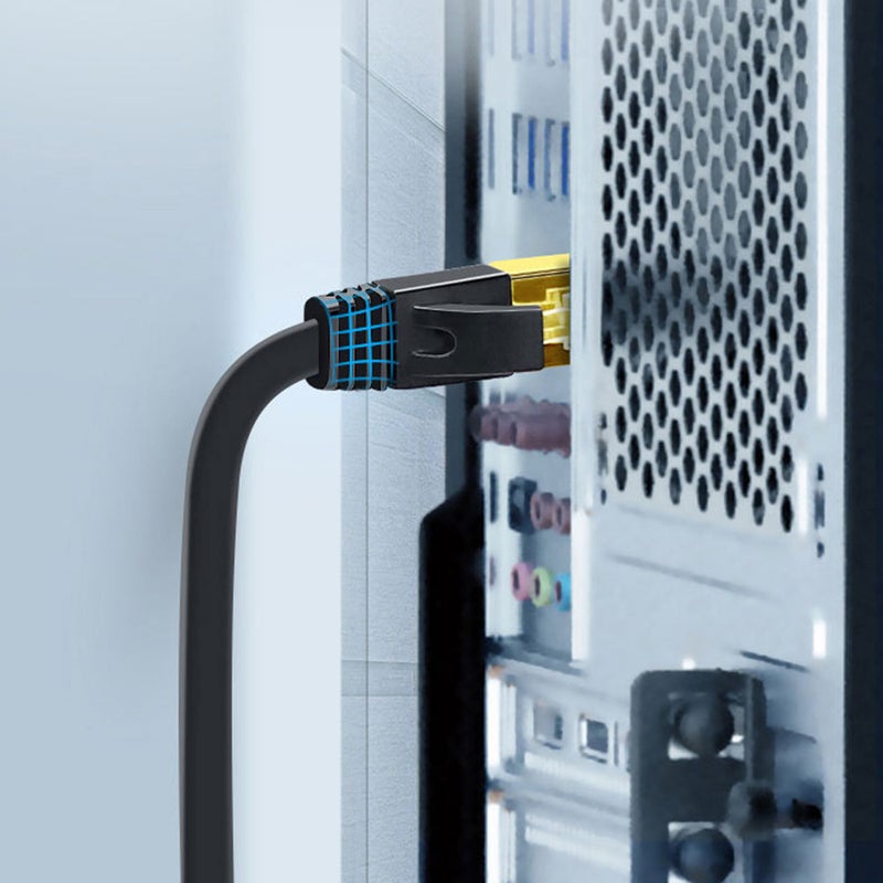 كابل إيثرنت من النوع السابع (Cat 7) من نحاس خالي من الأكسجين وثقته 32AWG، سرعة عالية 10 جيجابت في الثانية، عرض نطاق ترددي 600 ميجاهيرتز، سلك وصلة محلية شبكة إنترنت مسطح، لون أبيض، طول 1 متر - Image 5