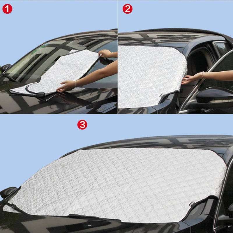 ORFOFE Windshield Snow Cover 180x148x118cm, Waterproof Frost Protector with 4-Layer Windshield Frost Defense, Car Exterior Accessory for Winter Snow and Ice Protection - Image 4