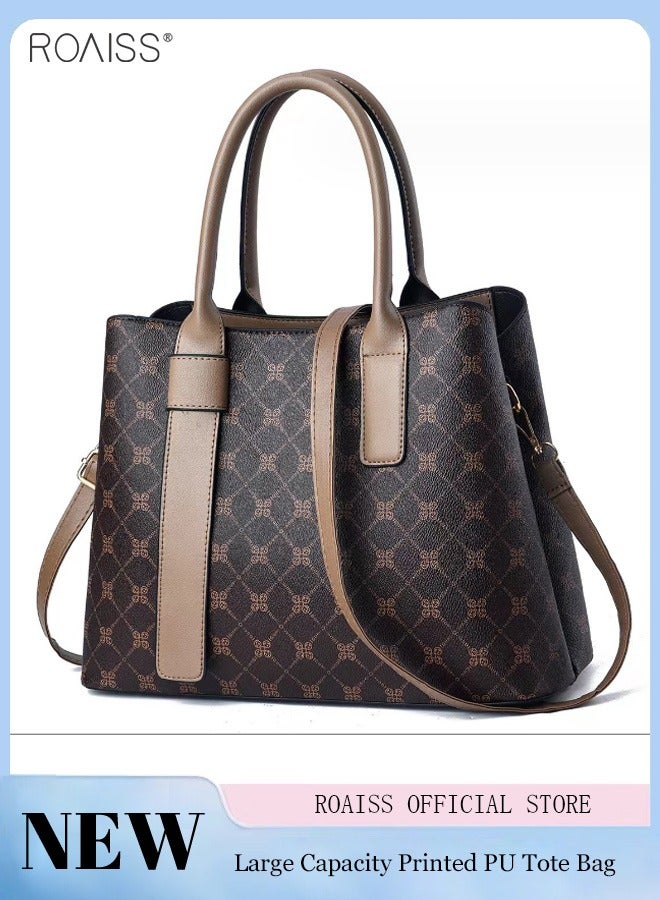 roaiss Women's Plaid Pu Leather Handbag Irregular Strap Decoration Large Capacity Waterproof Crossbody Bag Detachable Shoulder Strap Shoulder Bag  - Image 1