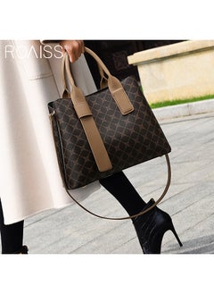 roaiss Women's Plaid Pu Leather Handbag Irregular Strap Decoration Large Capacity Waterproof Crossbody Bag Detachable Shoulder Strap Shoulder Bag  - Image 4