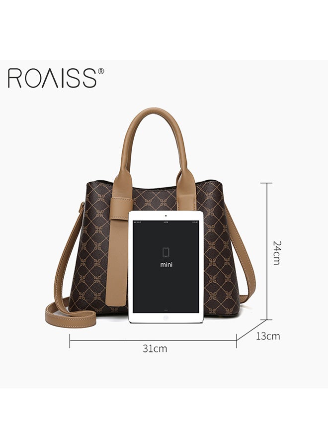 حقيبة يد نسائية من الجلد الصناعي منقوشة بحزام غير...