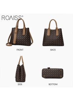 roaiss Women's Plaid Pu Leather Handbag Irregular Strap Decoration Large Capacity Waterproof Crossbody Bag Detachable Shoulder Strap Shoulder Bag  - Image 3