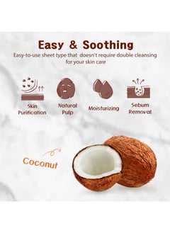 Purederm Purederm Coconut Essence Mask (12 Pack) - Coconut Extracts, Collagen, and Vitamin E to Make Your Skin Smooth and Clear  - Image 4