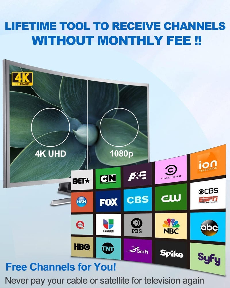 Vansky TV Antenna Indoor, Digital Amplified Indoor HDTV Antenna, 1080p VHF UHF Television Local Channels Detachable Signal Amplifier and 16.5ft Long Coax Cable - Image 2