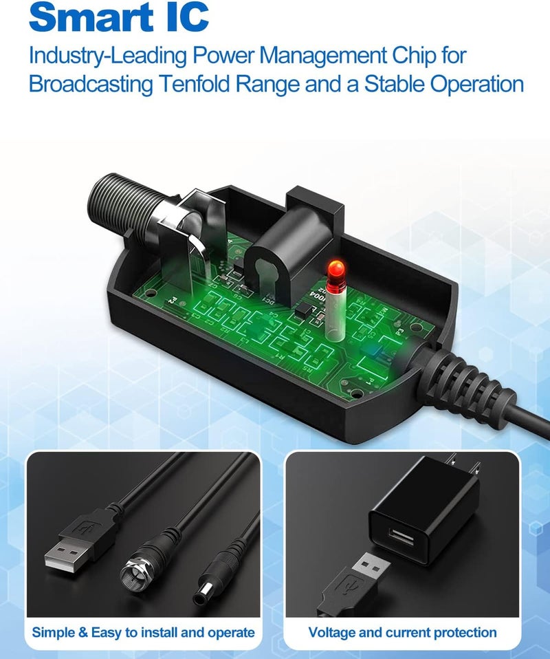 Vansky TV Antenna Indoor, Digital Amplified Indoor HDTV Antenna, 1080p VHF UHF Television Local Channels Detachable Signal Amplifier and 16.5ft Long Coax Cable - Image 4