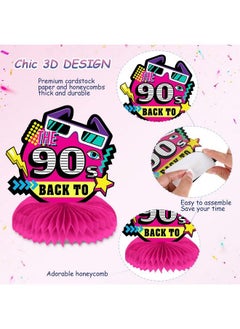 Chinco 9 Pieces 90 Retro Party Supplies Kit 90 Retro Honeycomb Centerpieces Back To 90S Party Table Centerpieces Table Toppers 90 Vintage Table Decorations For 90S Themed Party Nostalgic Party  - Image 4