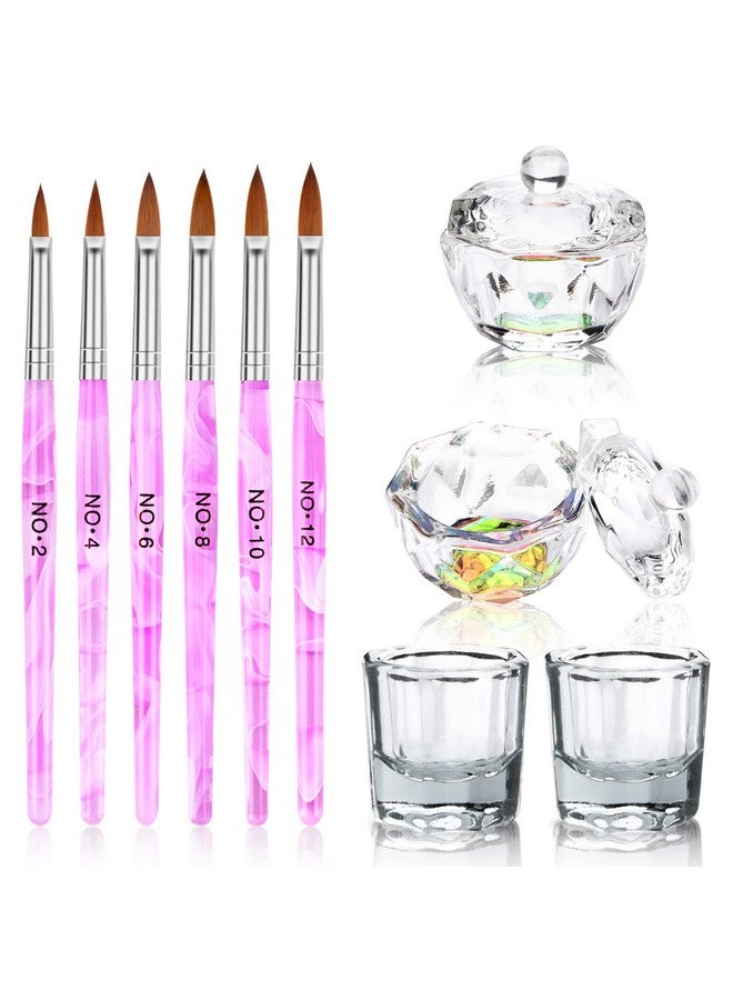 Yokilly Acrylic Nail Brush Dappen Dish Set 6Pcs Nail Art Pen And 4Pcs Crystal Dappen Dish For Acrylic Nails Manicure Bowl Cup Glass Container For Acrylic Liquid Nail Tool Kit - Image 1