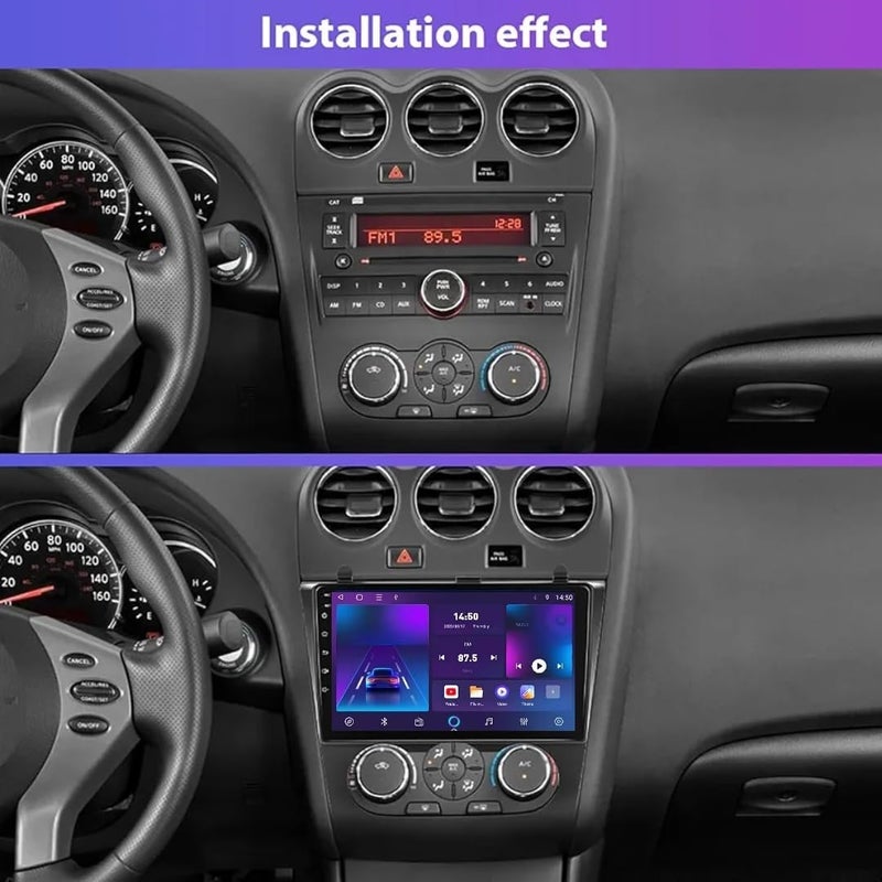 Vierex Fit Nissan Altima Car Stereo Altima Android Screen 2008-2012 With Apple Carplay Android Auto Wireless WiFi DSP FM&AM BT AHD Camera Included Fast Interface QLED (2+32GB Carplay Manual AC) - Image 2