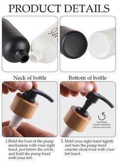 DUNISO 2PCS Pump Bottle Dispenser, 500ml Empty Plastic Shower Refillable Dispenser with Wooden pallet Soap Shampoo Pump Dispenser Containers with Pump Multipurpose for Cosmetic Kitchen Bathroom  - Image 3