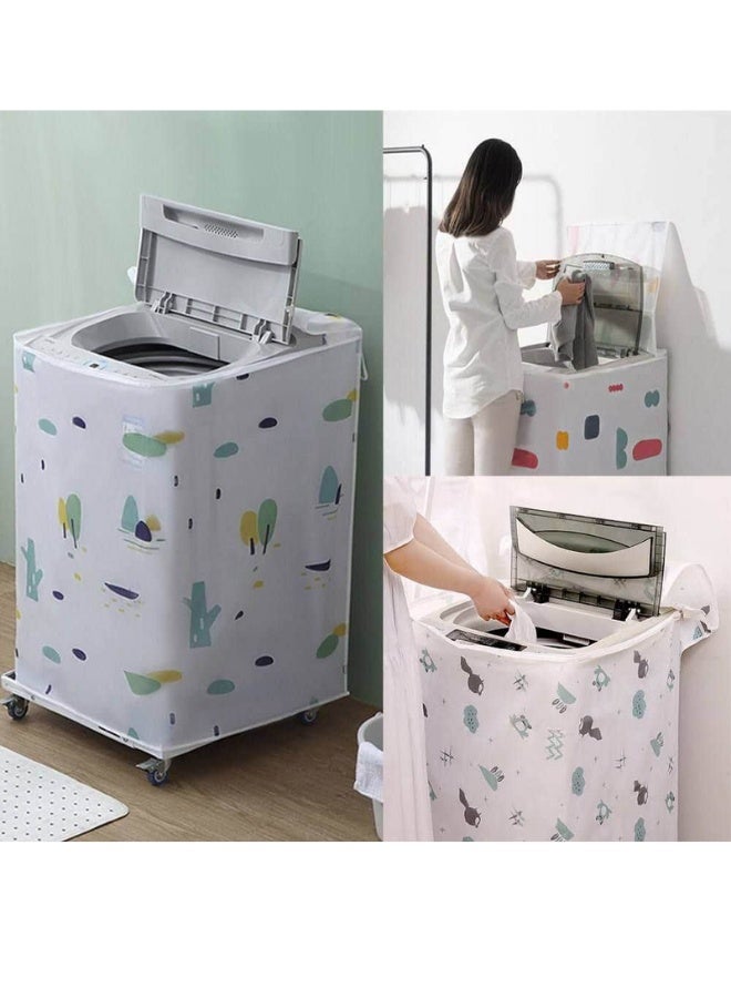 Waterproof plastic protective cover (56×54×86 cm): All-around dust and stain protection with various artistic patterns - easy to wipe and clean, and very suitable for top-loading washing machines to ensure complete protection of the keys and screen. - Image 1