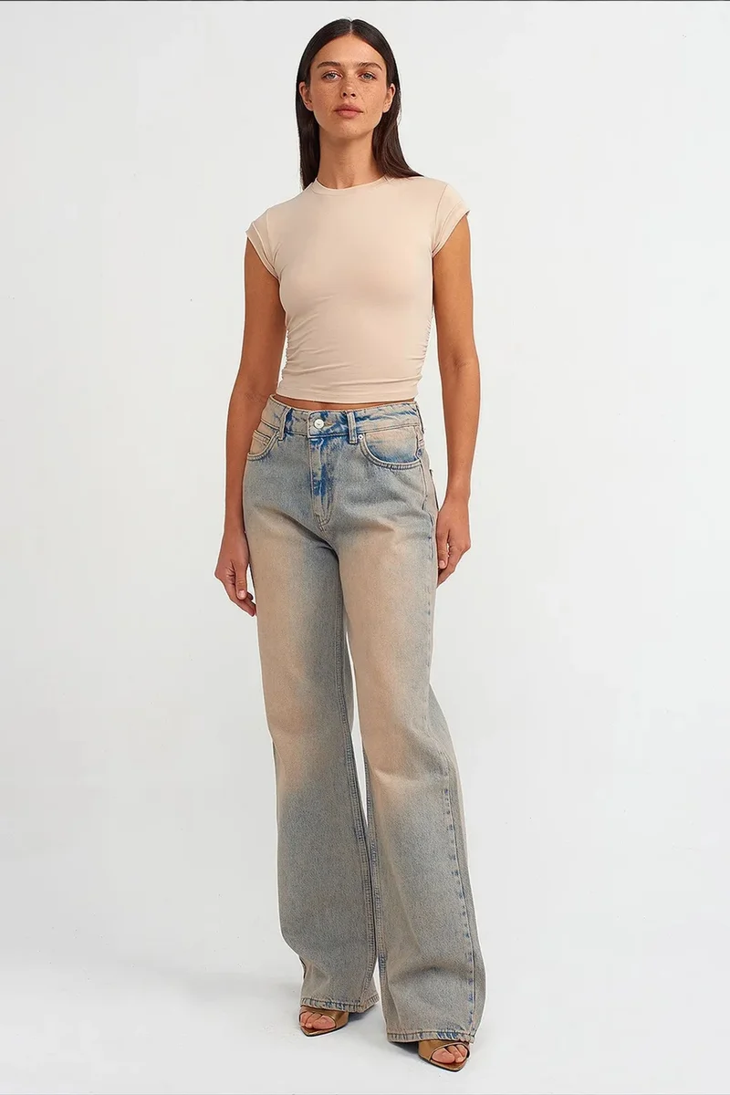 Dilvin Beige Natural DILVIN Women's Sleeveless Crop T-shirt for Women | Best Price UAE