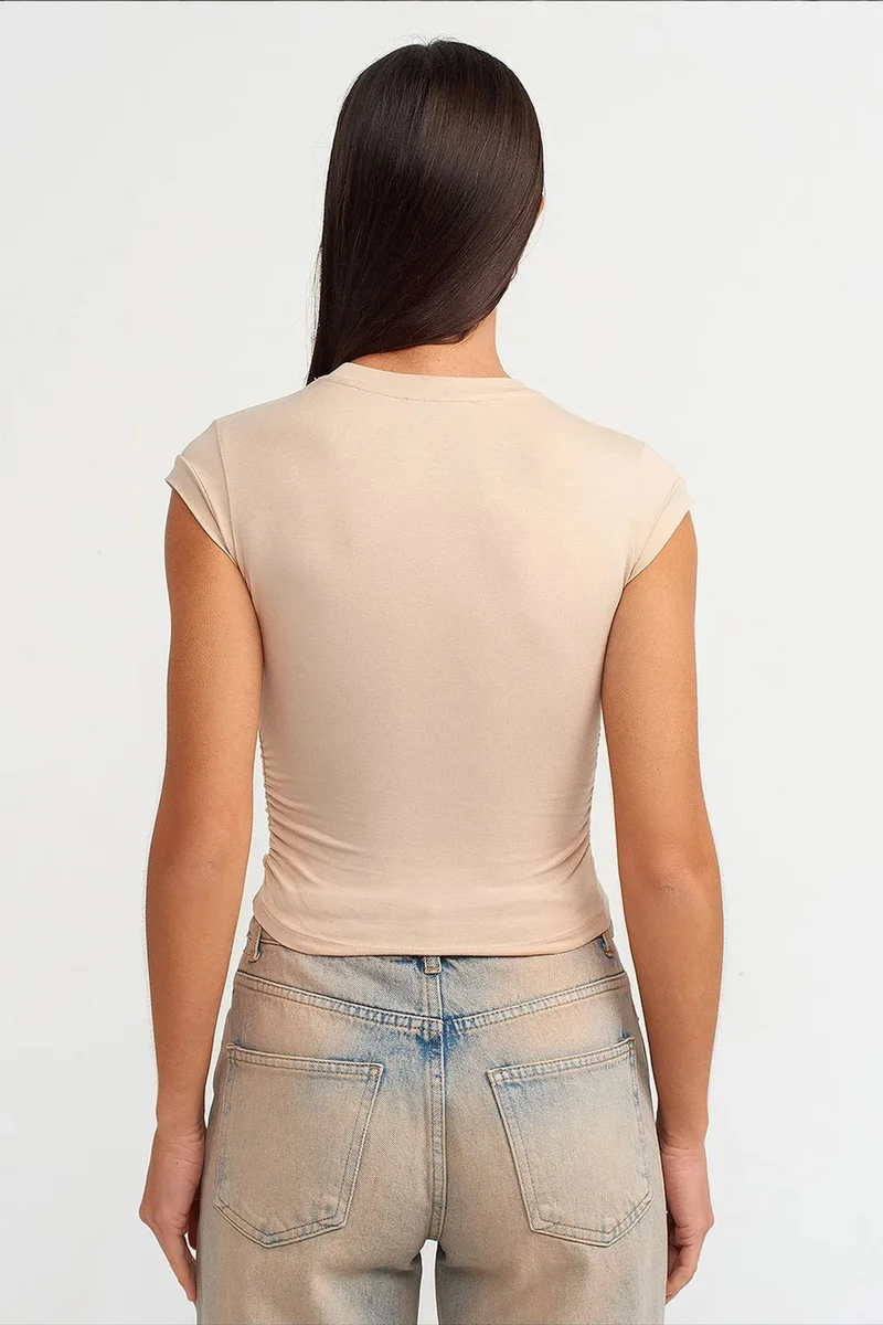 Dilvin Beige Natural DILVIN Women's Sleeveless Crop T-shirt for Women | Best Price UAE