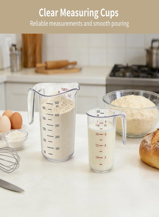 NIMBLOOM 4 Pcs Plastic Measuring Cups Set, PC Cups with Handles, 64 oz (2L) / 32 oz (1L) / 16 oz (500 ml) / 8 oz (250 ml) Stackable Measuring Tool, Clear Long-lasting Liquid Dispenser - Image 3