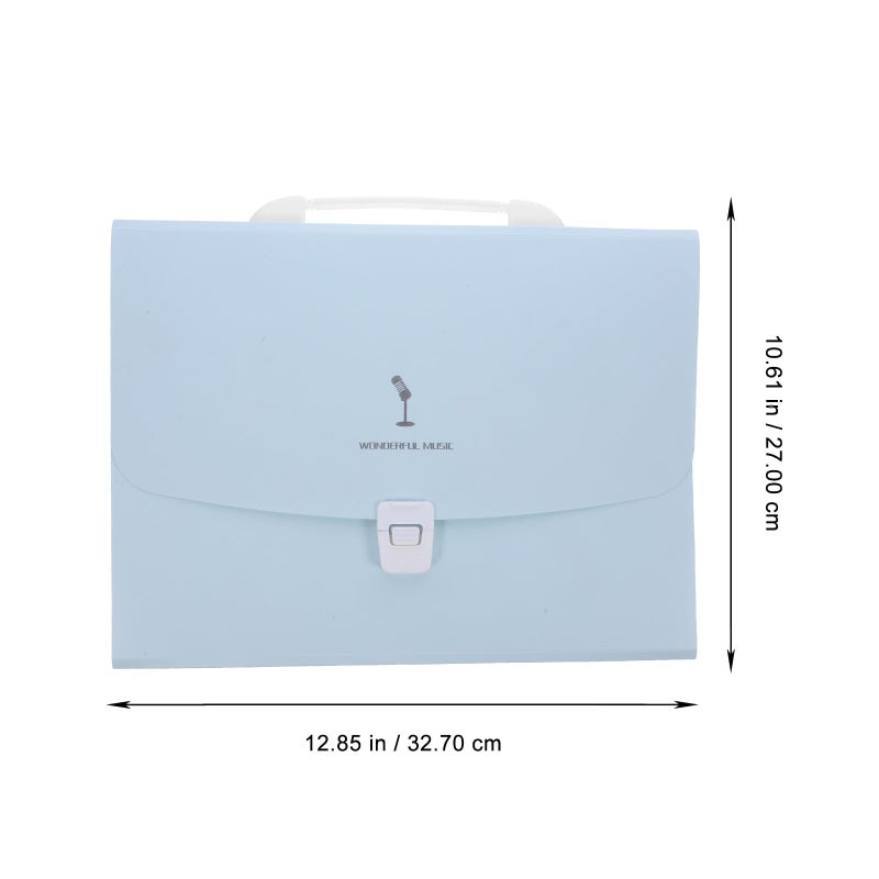 Expanding File Folder 13 Pocket A4 Plastic Document Organizer With Handle Blue - Image 3