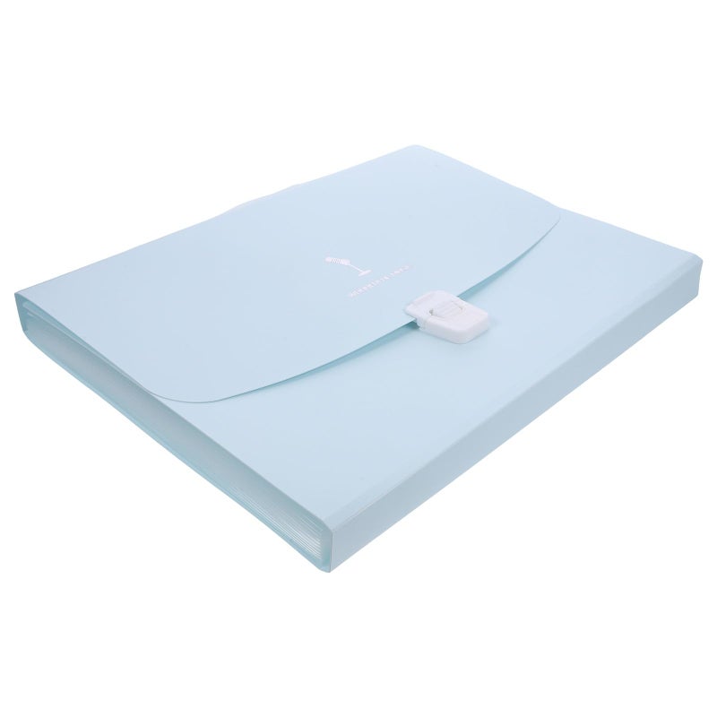 Expanding File Folder 13 Pocket A4 Plastic Document Organizer With Handle Blue - Image 2