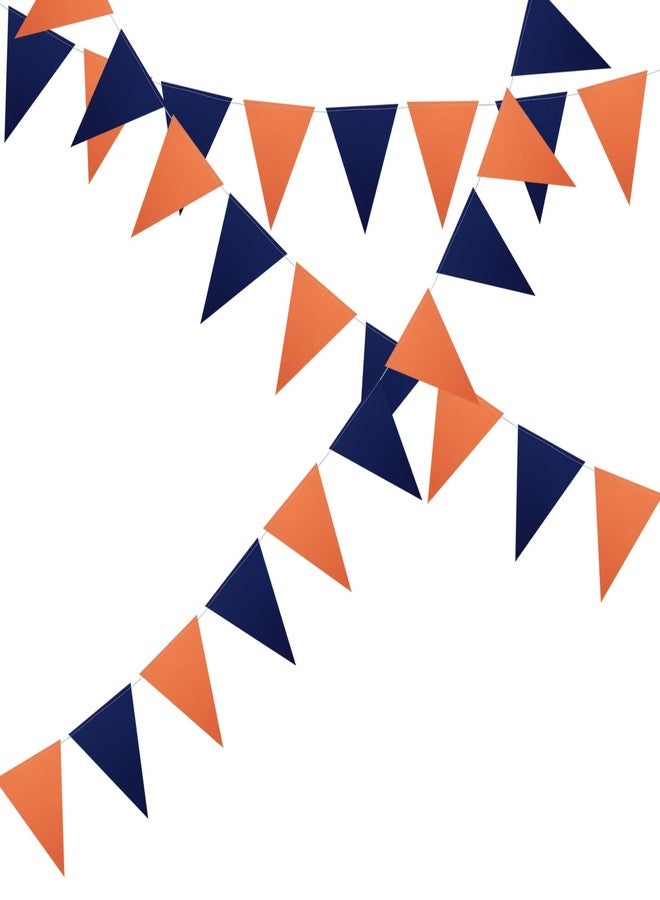 Meetppy 3 Pack Orange and Navy Blue Double Sided Paper Glitter Pennant Banner Paper Triangle Flags Bunting Hanging Decoration for Graduation Birthday Baby Shower - Image 4