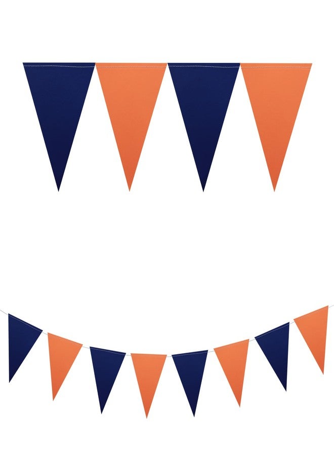 Meetppy 3 Pack Orange and Navy Blue Double Sided Paper Glitter Pennant Banner Paper Triangle Flags Bunting Hanging Decoration for Graduation Birthday Baby Shower - Image 2