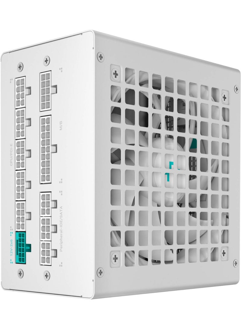 ديب كول مزود طاقة PQ1200G بقدرة 1200 واط، معياري بالكامل - ATX 3.1، حاصل على شهادة 80 PLUS Gold، يدعم PCIe 5.1، 12 فولت - 2x6، مروحة FDB مقاس 120 مم، مكثفات يابانية، حماية كاملة، أبيض | R-PQC00G-FD1B-JGUK-V1 - Image 3