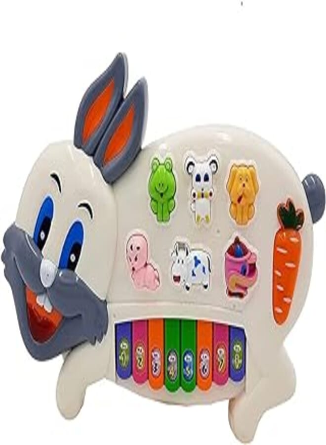 Generic Magicwand Funny Musical & Educational Rabbit Piano for Kids 【Pack of 1】【Multi-Colored】
