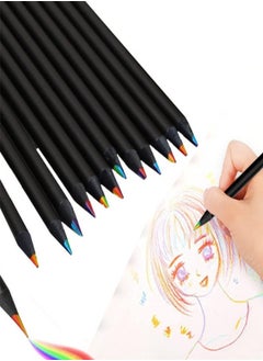 Giorgione 10-Pack Black Wood Rainbow Pencils – 7-Color Rainbow Core, Creative Colored Pencils for Kids, Perfect for Drawing and Art Projects  - Image 3